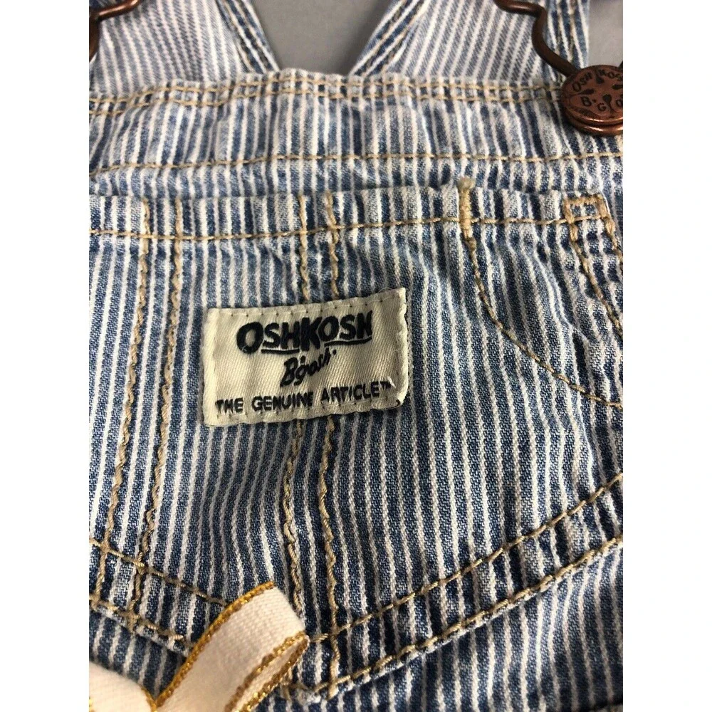 Oshkosh Dress 18 Month Vestback Denim Blue Pinstripe Railroad Toddler Bibs